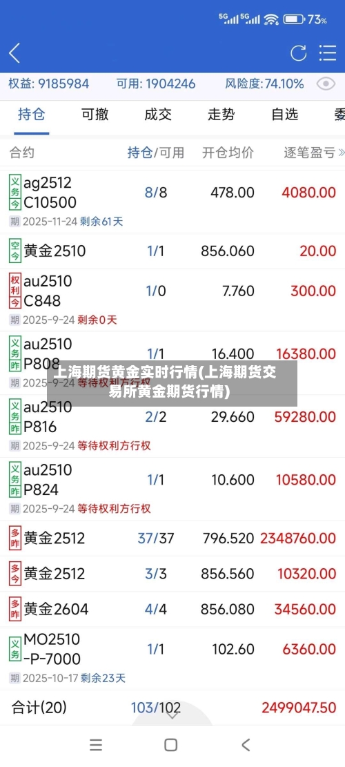 上海期货黄金实时行情(上海期货交易所黄金期货行情)