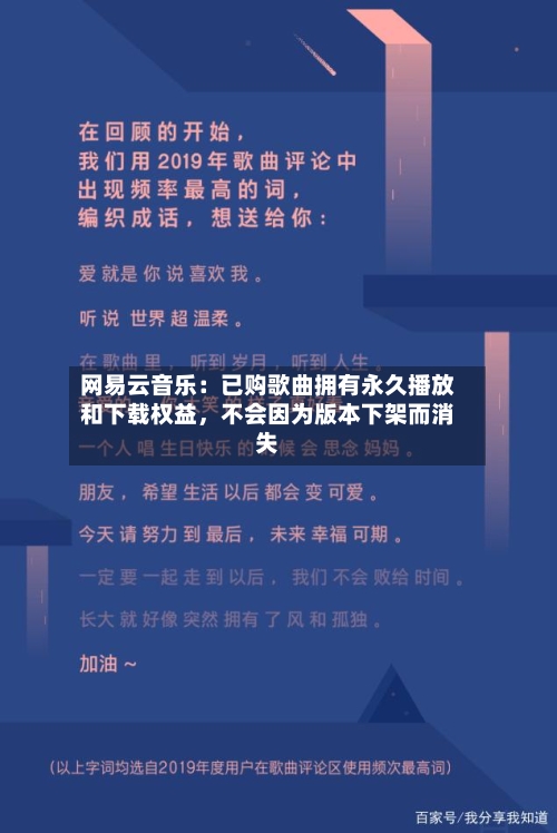 网易云音乐：已购歌曲拥有永久播放和下载权益，不会因为版本下架而消失