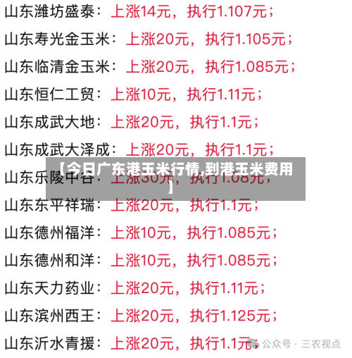 【今日广东港玉米行情,到港玉米费用】