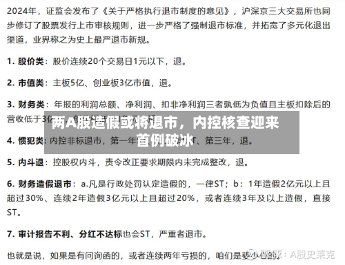 两A股造假或将退市	，内控核查迎来首例破冰-第2张图片