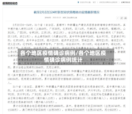 各个地区疫情确诊病例/各个地区疫情确诊病例统计