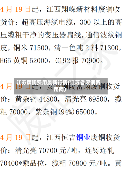 江苏废铜费用最新行情(江苏省废铜费用网)