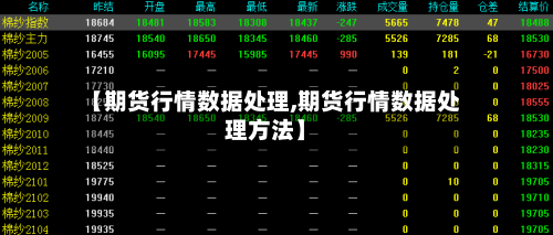 【期货行情数据处理,期货行情数据处理方法】-第2张图片