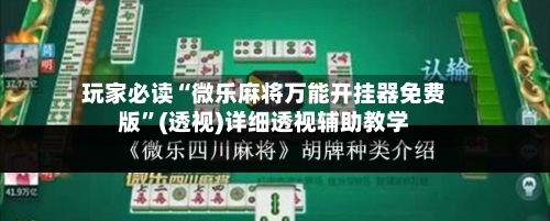 玩家必读“微乐麻将万能开挂器免费版”(透视)详细透视辅助教学-第3张图片