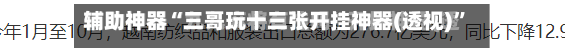 辅助神器“三哥玩十三张开挂神器(透视)	”(必备工具)辅助教学-第3张图片