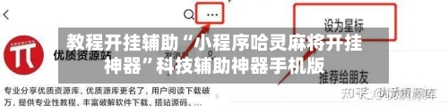 教程开挂辅助“小程序哈灵麻将开挂神器”科技辅助神器手机版-第3张图片