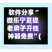 软件分享“微乐宁夏捉老麻子开挂神器免费”(其实真的能开挂)