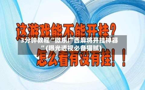 3分钟教程“微乐广西麻将开挂神器”(曝光透视必备猫腻)