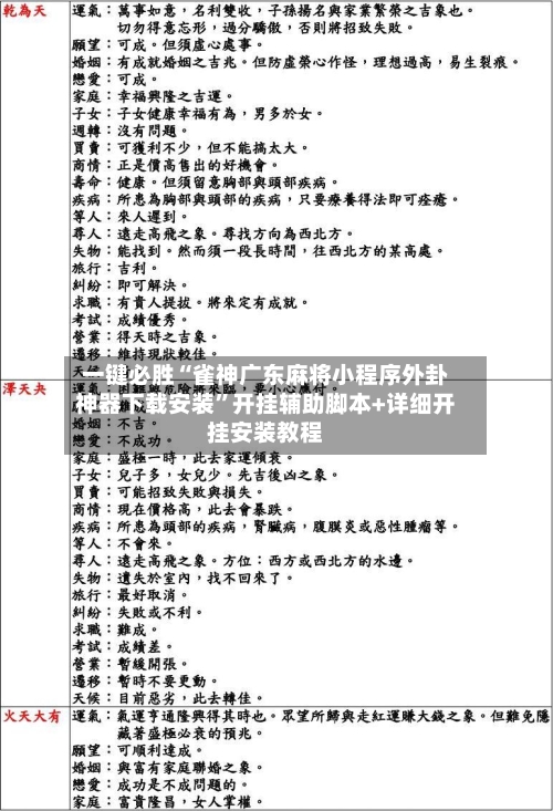 一键必胜“雀神广东麻将小程序外卦神器下载安装”开挂辅助脚本+详细开挂安装教程