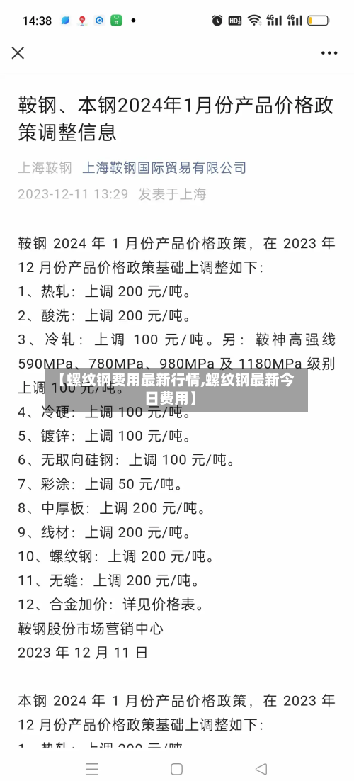 【螺纹钢费用最新行情,螺纹钢最新今日费用】