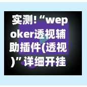 实测!“wepoker透视辅助插件(透视)”详细开挂玩法