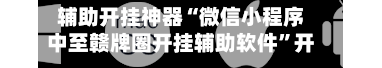 辅助开挂神器“微信小程序中至赣牌圈开挂辅助软件	”开挂神器{透视辅助}全揭秘-第2张图片