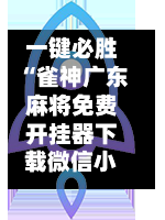 一键必胜“雀神广东麻将免费开挂器下载微信小程序	”(透视挂)辅助透视教程-第3张图片