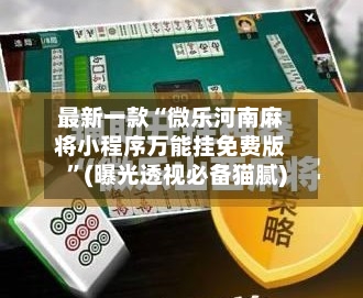最新一款“微乐河南麻将小程序万能挂免费版”(曝光透视必备猫腻)-第2张图片