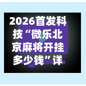 2026首发科技“微乐北京麻将开挂多少钱”详细透视教程