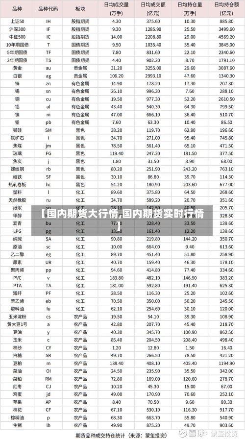 【国内期货大行情,国内期货实时行情】