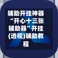 辅助开挂神器“开心十三张辅助器”开挂(透视)辅助教程