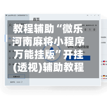 教程辅助“微乐河南麻将小程序万能挂版”开挂(透视)辅助教程-第3张图片