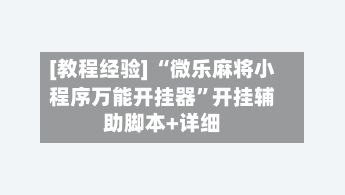 [教程经验] “微乐麻将小程序万能开挂器”开挂辅助脚本+详细-第3张图片