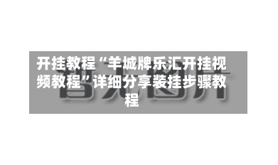 开挂教程“羊城牌乐汇开挂视频教程”详细分享装挂步骤教程-第2张图片