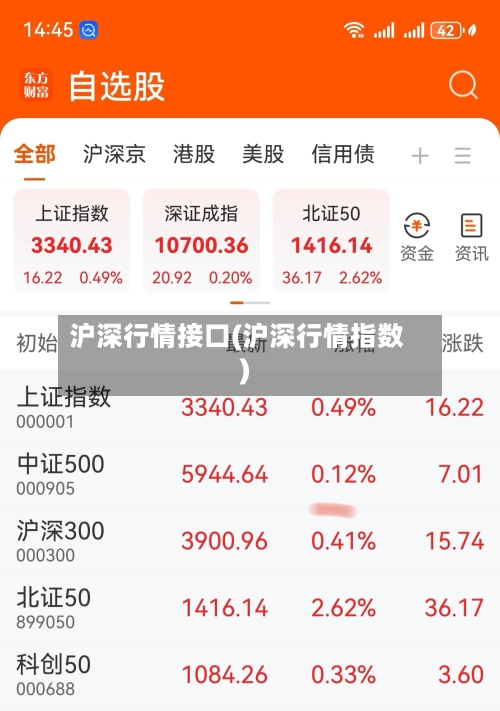 沪深行情接口(沪深行情指数)