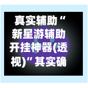真实辅助“新星游辅助开挂神器(透视)”其实确实有挂