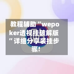教程辅助“wepoker透视挂破解版”详细分享装挂步骤!-第2张图片