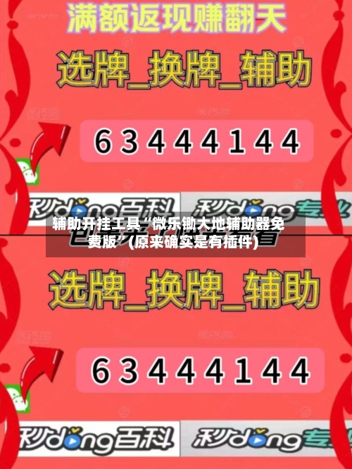 辅助开挂工具“微乐锄大地辅助器免费版”(原来确实是有插件)-第2张图片