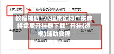 教程辅助“小程序雀神广东麻将免费开挂器下载	”开挂(透视)辅助教程-第2张图片