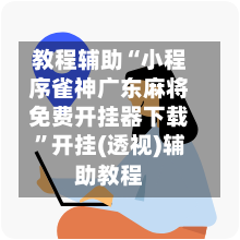 教程辅助“小程序雀神广东麻将免费开挂器下载”开挂(透视)辅助教程-第3张图片