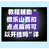 教程辅助“微乐山西扣点点麻将可以开挂吗”详细开挂玩法-第3张图片