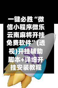一键必胜“微信小程序微乐云南麻将开挂免费软件”(透视)开挂辅助脚本+详细开挂安装教程-第2张图片