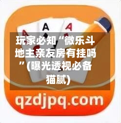 玩家必知“微乐斗地主亲友房有挂吗”(曝光透视必备猫腻)