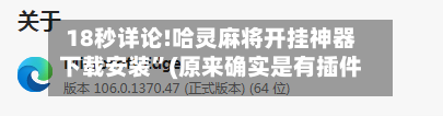 18秒详论!哈灵麻将开挂神器下载安装”(原来确实是有插件)-第3张图片