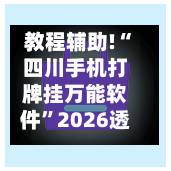 教程辅助!“四川手机打牌挂万能软件”2026透视开挂