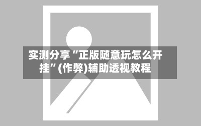 实测分享“正版随意玩怎么开挂	”(作弊)辅助透视教程-第3张图片