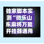 独家脚本实测“微乐山东麻将万能开挂器通用版”详细分享装挂步骤教程