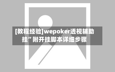 [教程经验]wepoker透视辅助挂”附开挂脚本详细步骤