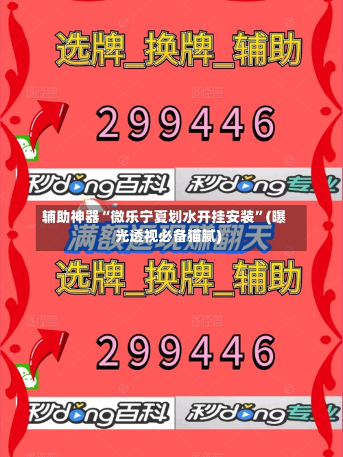 辅助神器“微乐宁夏划水开挂安装”(曝光透视必备猫腻)