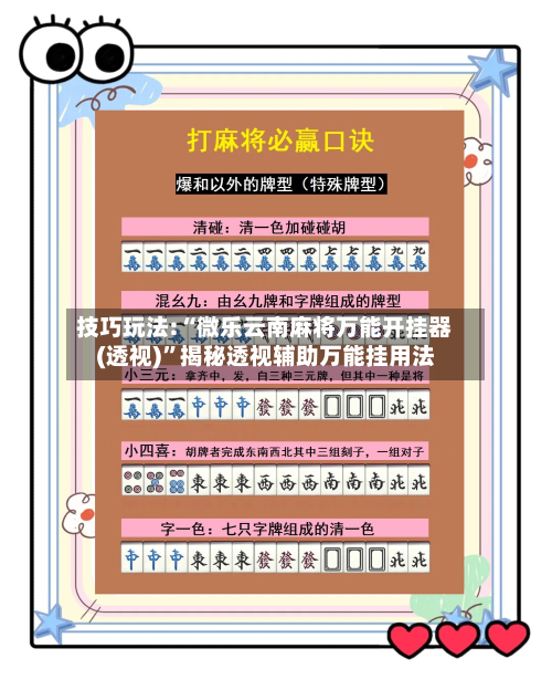 技巧玩法:“微乐云南麻将万能开挂器(透视)”揭秘透视辅助万能挂用法