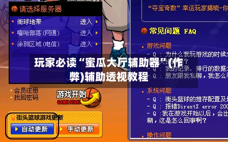 玩家必读“蜜瓜大厅辅助器”(作弊)辅助透视教程
