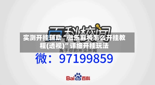 实测开挂辅助“微乐麻将怎么开挂教程(透视)”详细开挂玩法-第3张图片