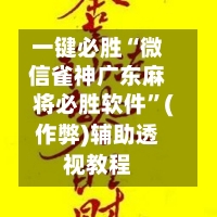 一键必胜“微信雀神广东麻将必胜软件”(作弊)辅助透视教程-第3张图片