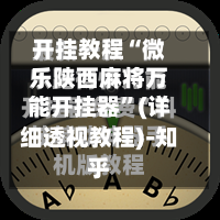 开挂教程“微乐陕西麻将万能开挂器”(详细透视教程)-知乎-第3张图片