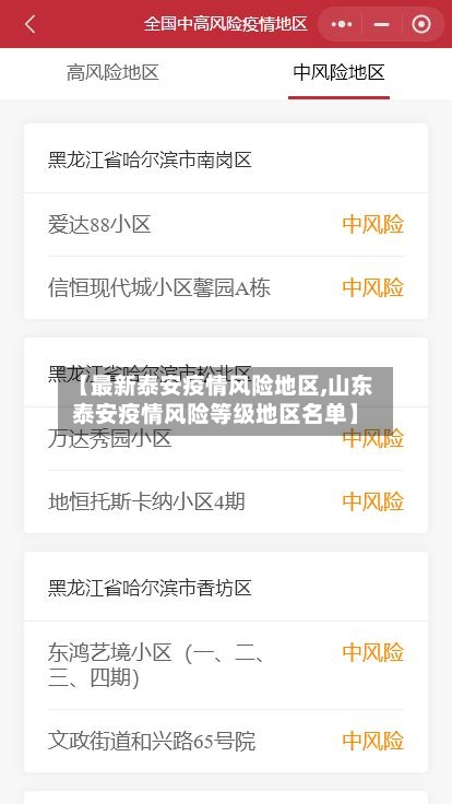 【最新泰安疫情风险地区,山东泰安疫情风险等级地区名单】