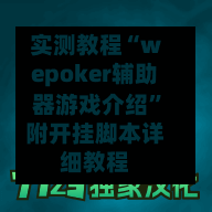 实测教程“wepoker辅助器游戏介绍”附开挂脚本详细教程-第2张图片
