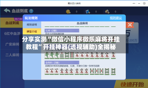 分享实测“微信小程序微乐麻将开挂教程”开挂神器{透视辅助}全揭秘-第3张图片