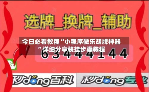 今日必看教程“小程序微乐胡牌神器	”详细分享装挂步骤教程-第2张图片