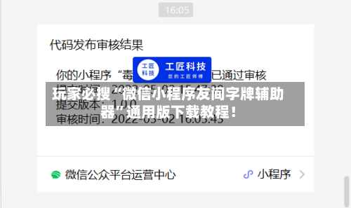 玩家必搜“微信小程序友间字牌辅助器”通用版下载教程！-第2张图片