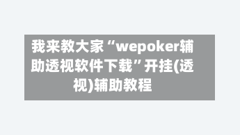 我来教大家“wepoker辅助透视软件下载”开挂(透视)辅助教程-第3张图片